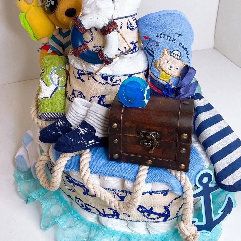 Pirate Ship Diaper Cake, Nautical Themed